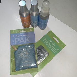 Scentsy room sprays (3), travel tin & scent pak